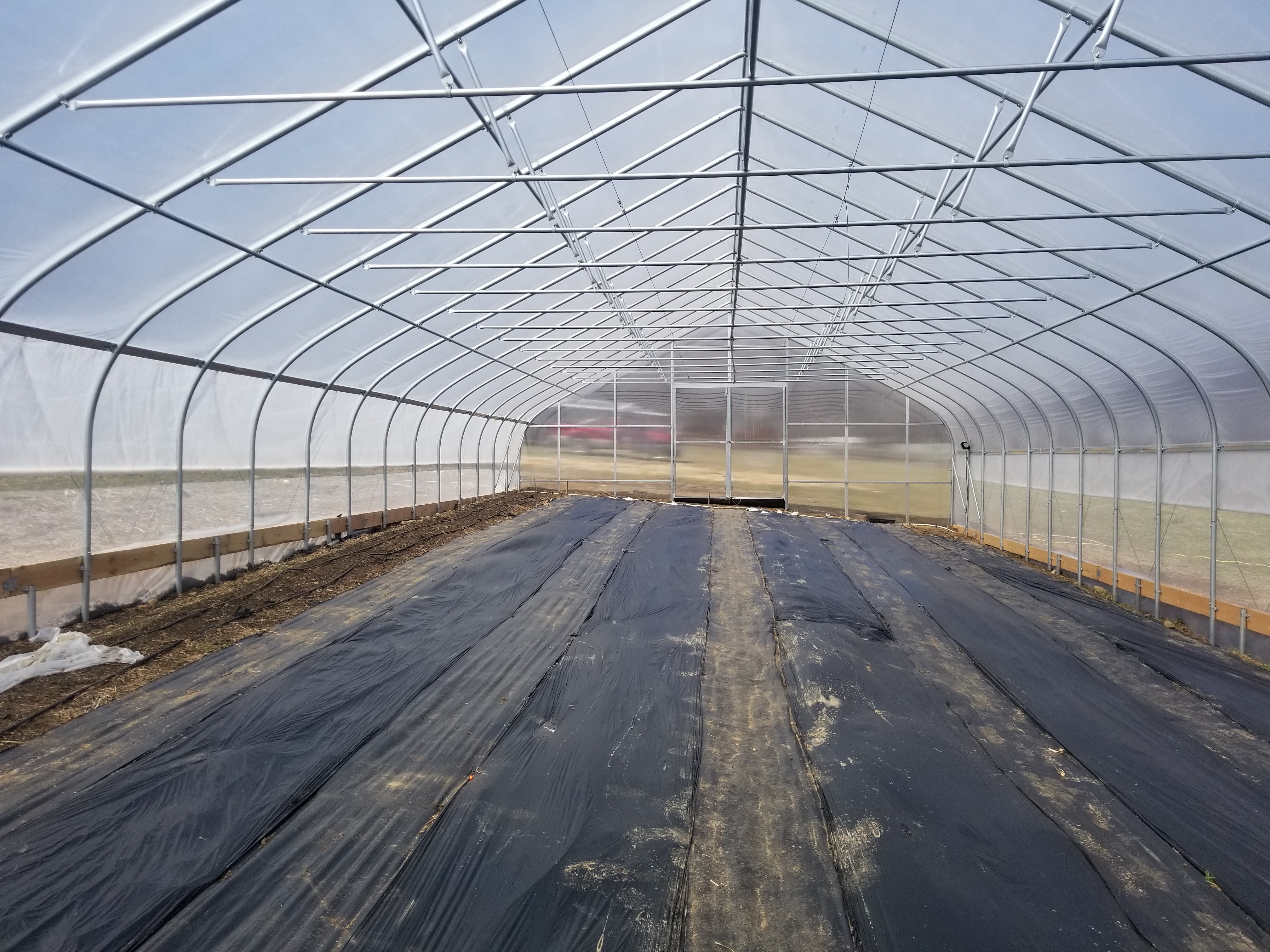 High tunnel installation on a working farm